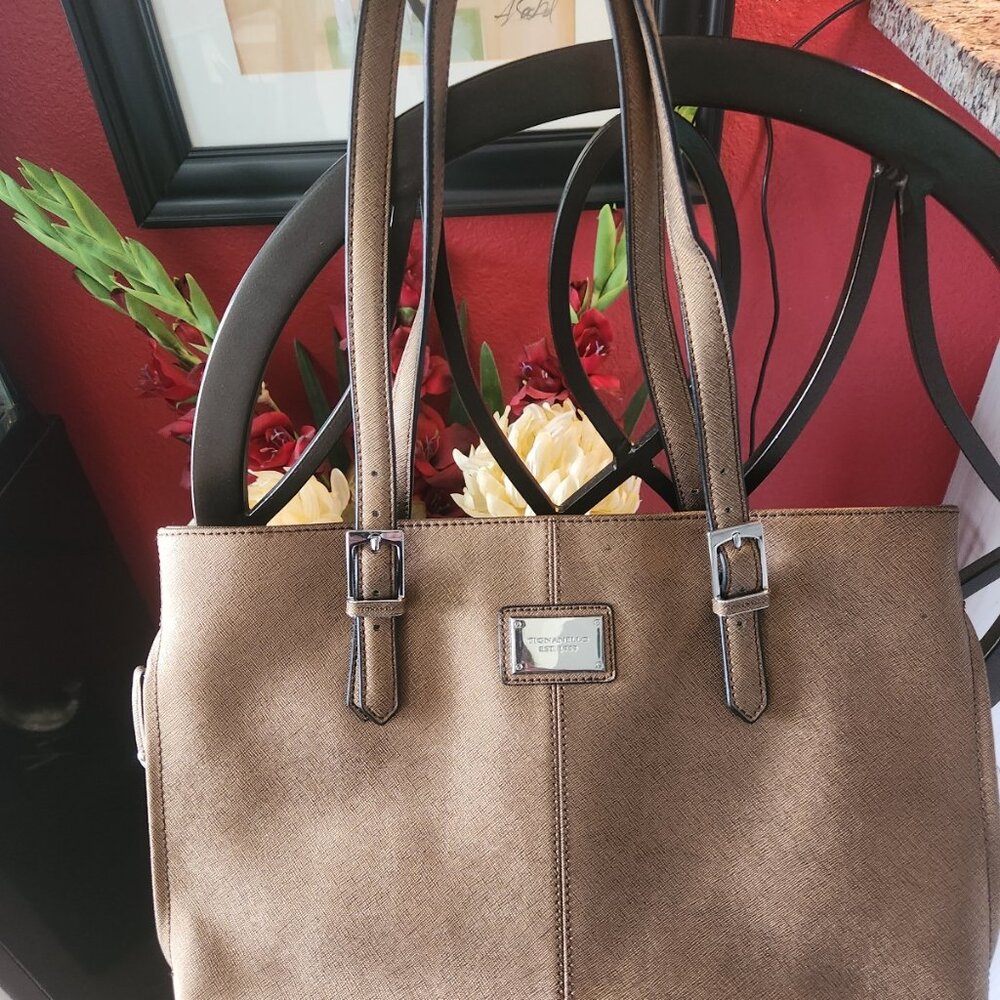 TIGANELLO ~ Genuine Leather Handbag Tote Purse ~ Metallic Shimmer ~ GORGEOUS